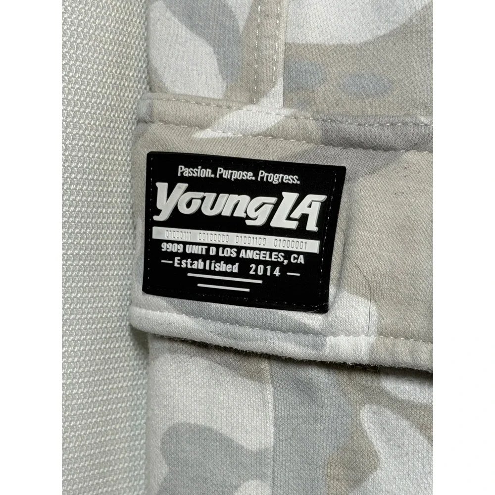 YoungLA Cargo Jogger Sweatpants Men's Small White Gray Camo Tactical Athletic